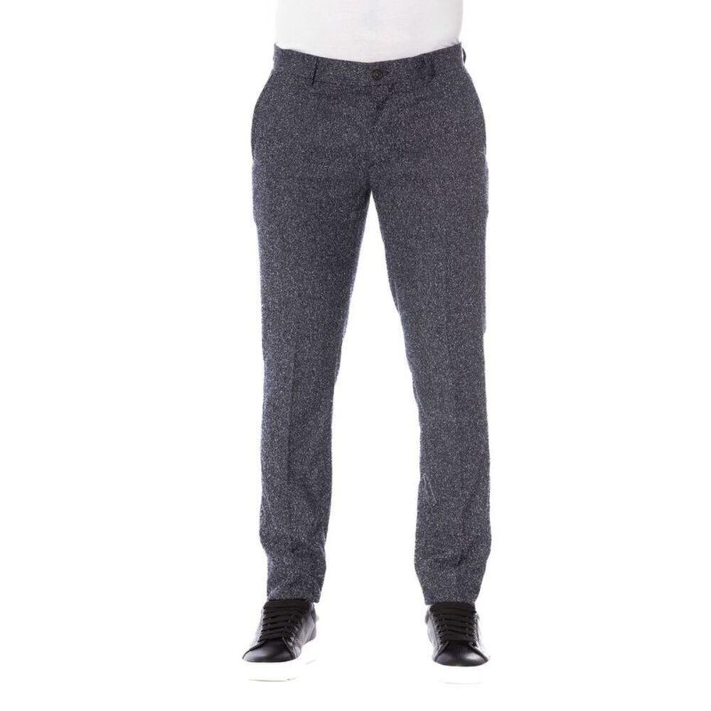 Trussardi Tweed Trousers Tailored Fit Men Black Pants
